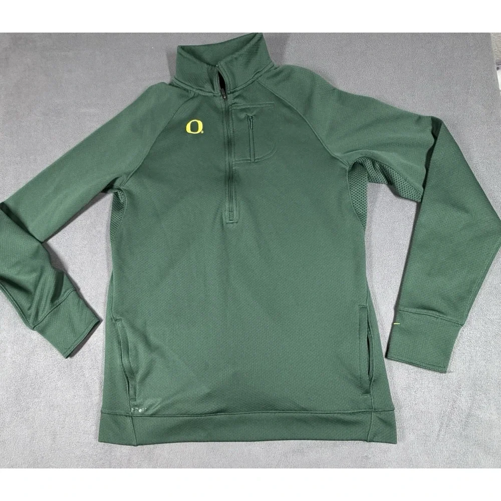 Nike Oregon Ducks Quarter Zip Shirt Youth Large L Green Pull Over Kids Gym Schoo